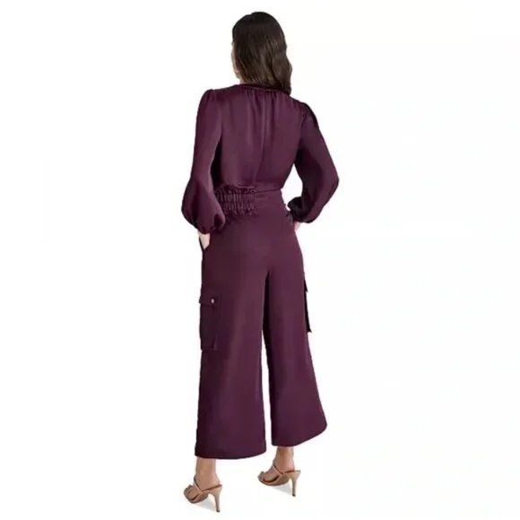 DKNY Women's Surplice-Neck Long-Sleeve Utility Jumpsuit New - Picture 2 of 6
